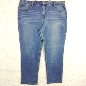 Terra & Sky Womens Jeans Core Straight Leg Blue Denim Medium Wash Plus 24W